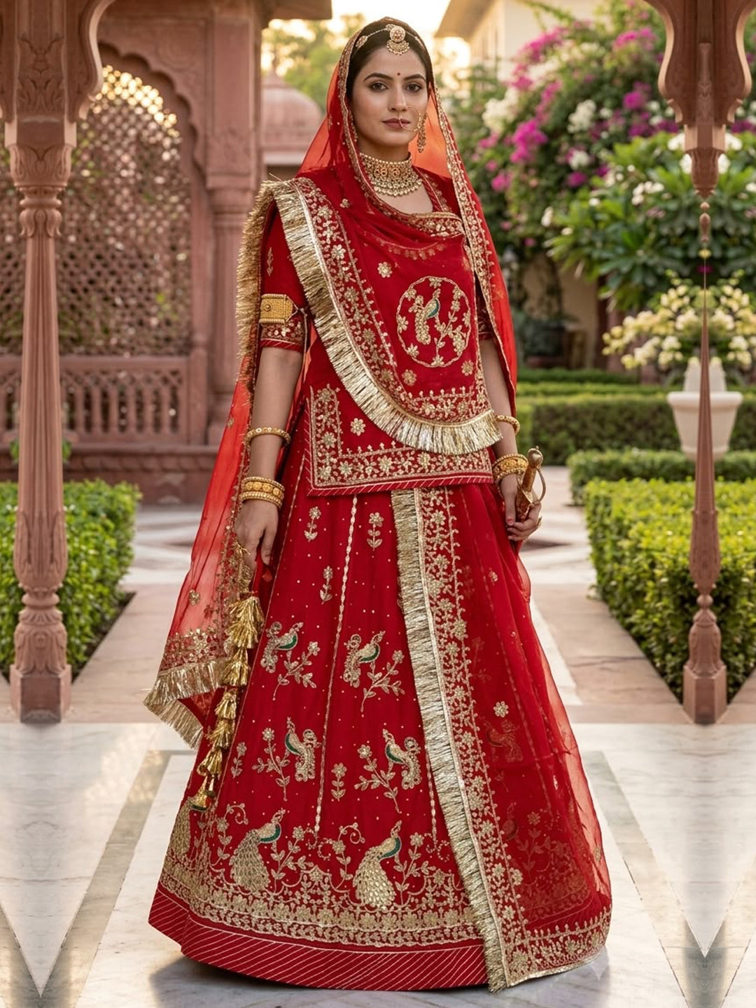 Humrahi Pure Rajputi Poshak - Traditional Rajasthani Dress with Gota Patti Work-92033