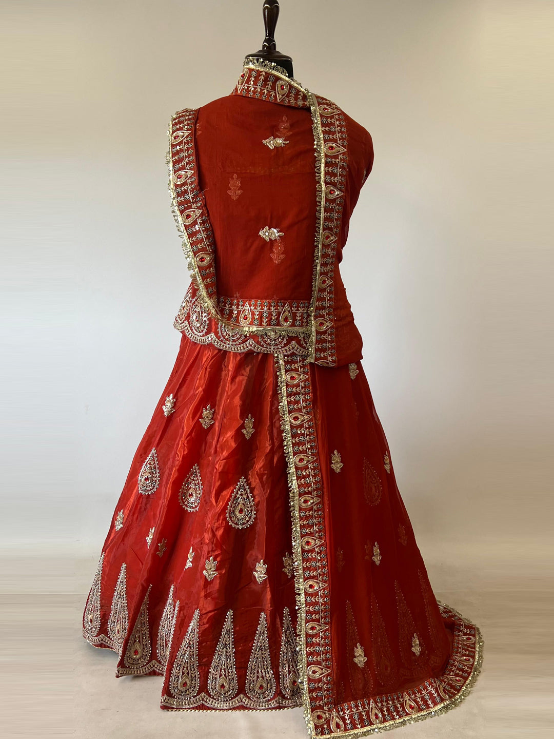 5 Meter Flare Glass Tissue Poshak - Vintage Rajasthani Rajputi Dress with Coding Zari-92017