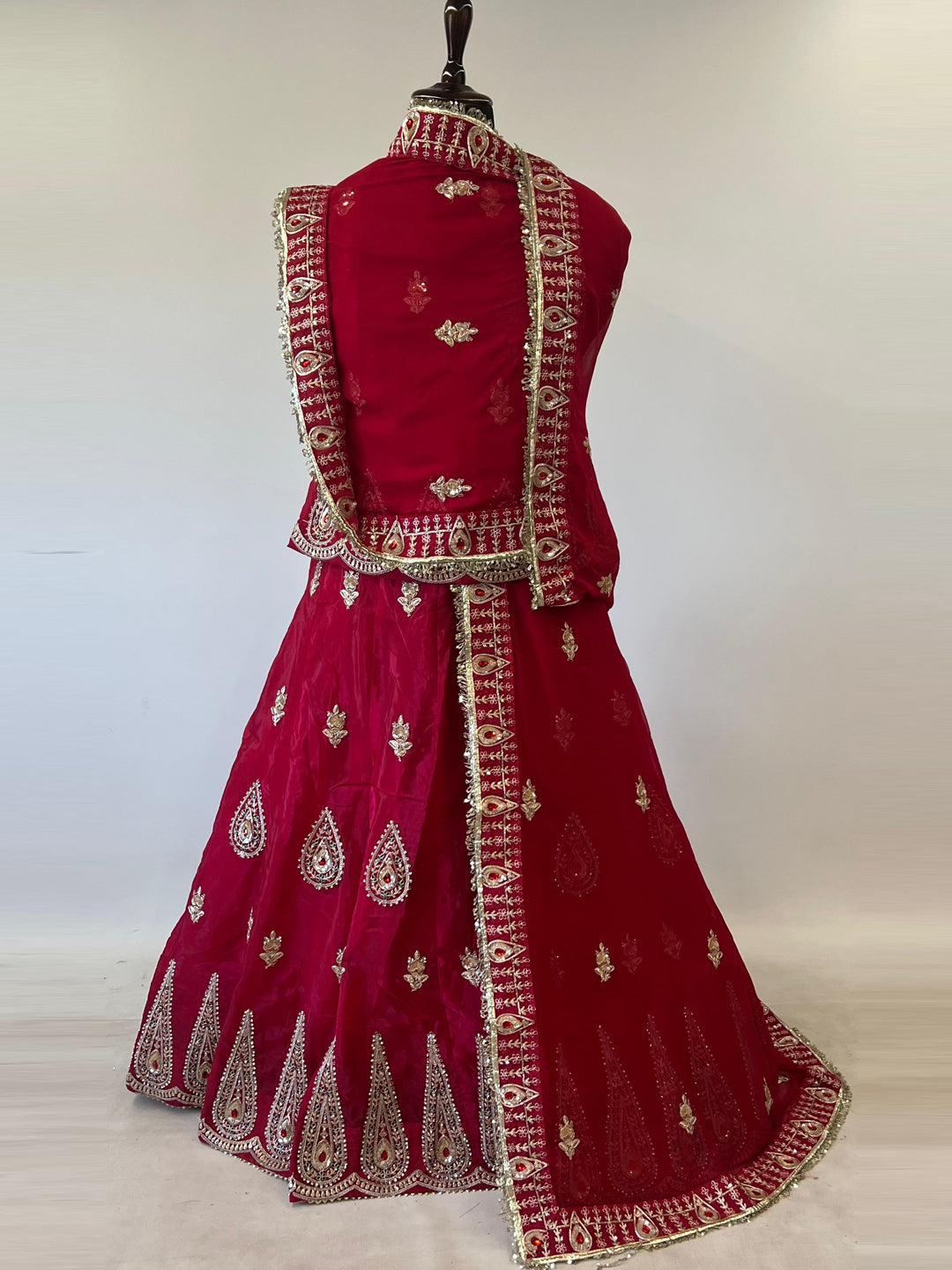 5 Meter Flare Glass Tissue Poshak - Vintage Rajasthani Rajputi Dress with Coding Zari-92020