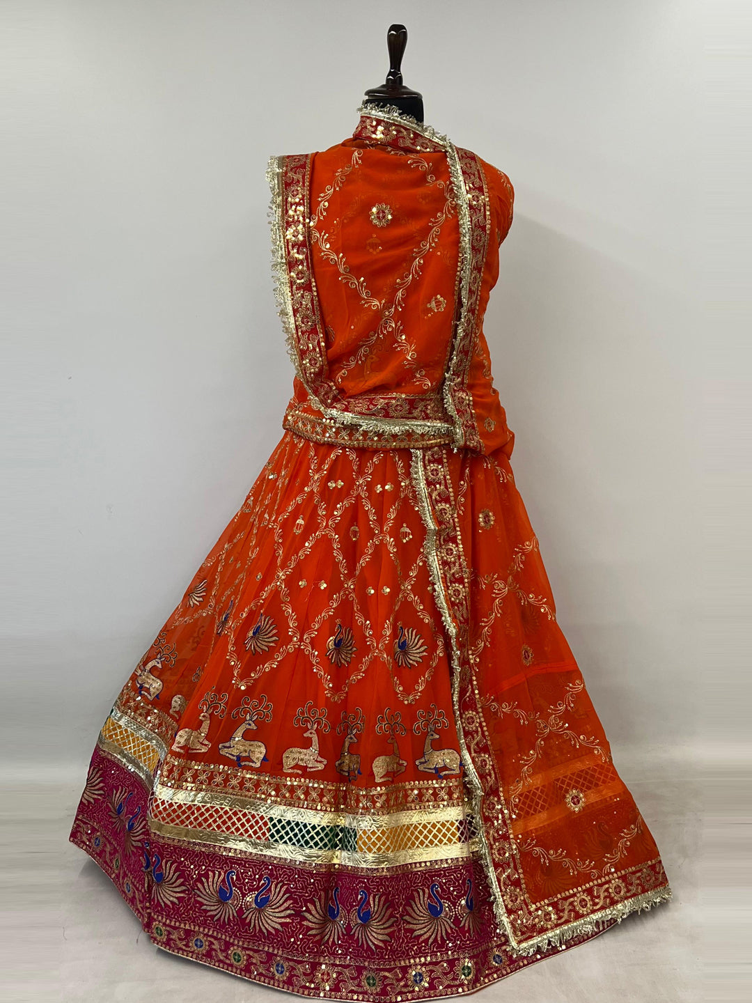5 Meter Flare Humrahi Pure Poshak - Vintage Rajasthani Rajputi Dress with Coding Zari Work-92026
