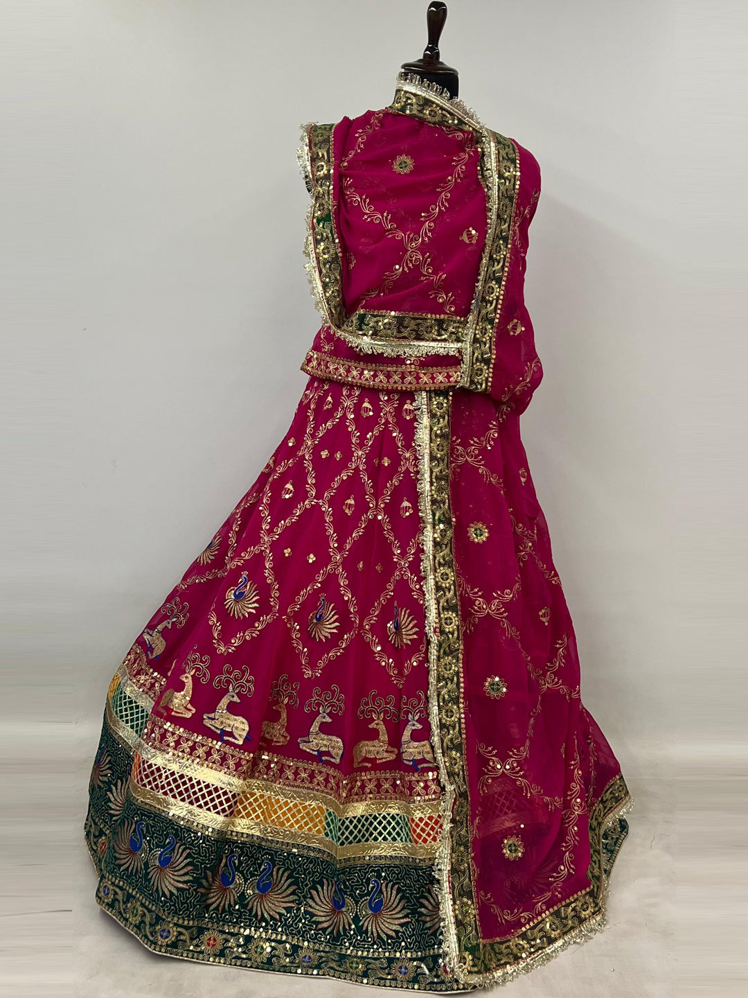 5 Meter Flare Humrahi Pure Poshak - Vintage Rajasthani Rajputi Dress with Coding Zari Work-92028