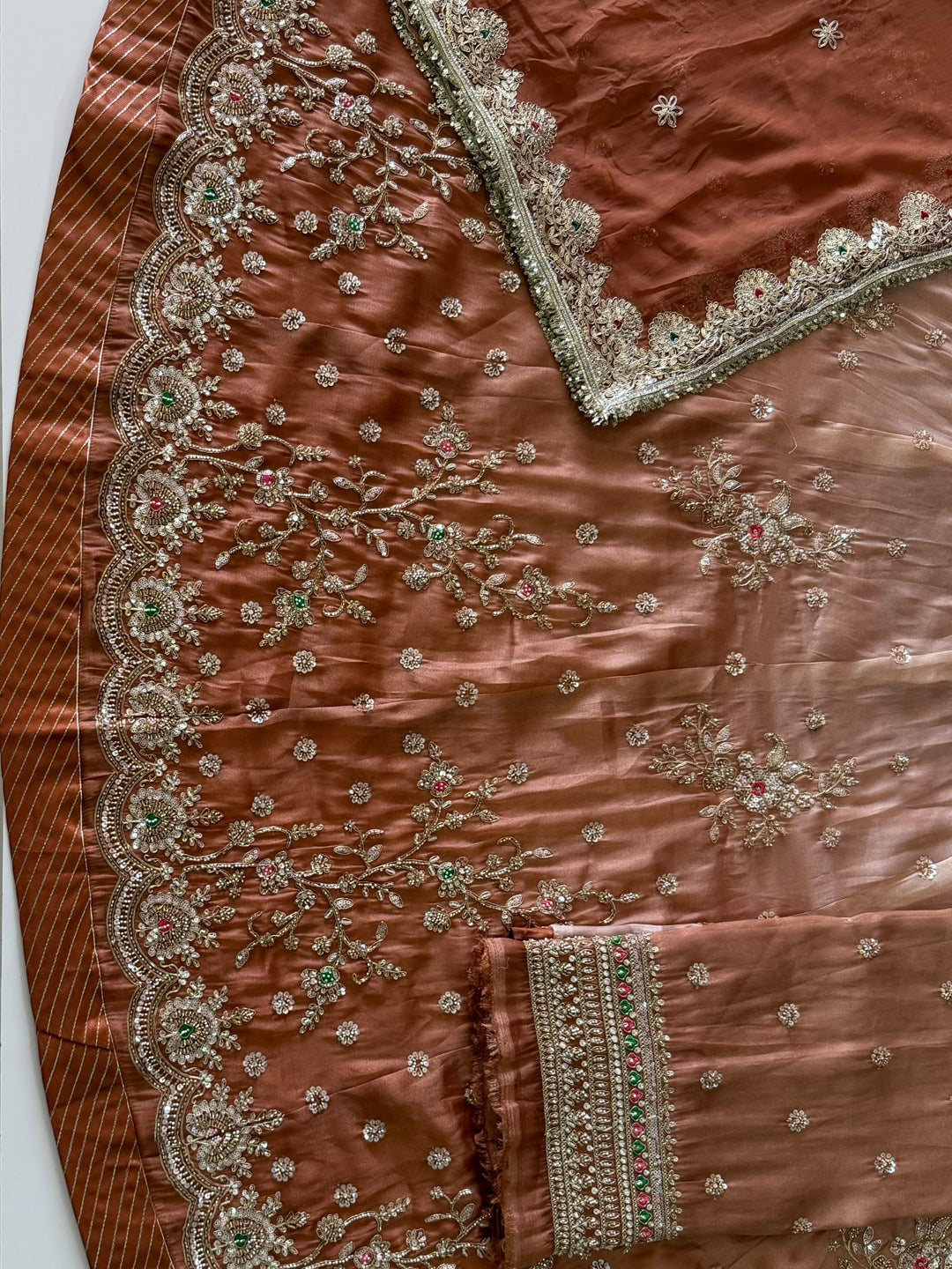 Double Shaded  4-Meter Flare Vintage Rajasthani Simar Silk Rajputi Poshak for Women-92070