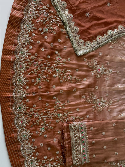 Double Shaded  4-Meter Flare Vintage Rajasthani Simar Silk Rajputi Poshak for Women-92070
