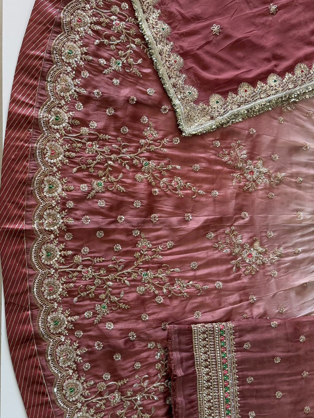 Double Shaded  4-Meter Flare Vintage Rajasthani Simar Silk Rajputi Poshak for Women-92071