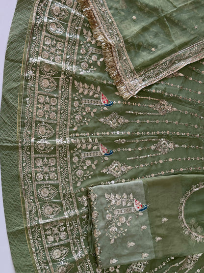 Half Pure Rajputi Poshak - Traditional Rajasthani Dress with Multi Jari Sequence Work-92065