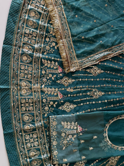 Half Pure Rajputi Poshak - Traditional Rajasthani Dress with Multi Jari Sequence Work-92066