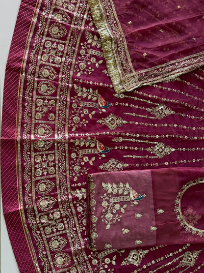 Half Pure Rajputi Poshak - Traditional Rajasthani Dress with Multi Jari Sequence Work-92063