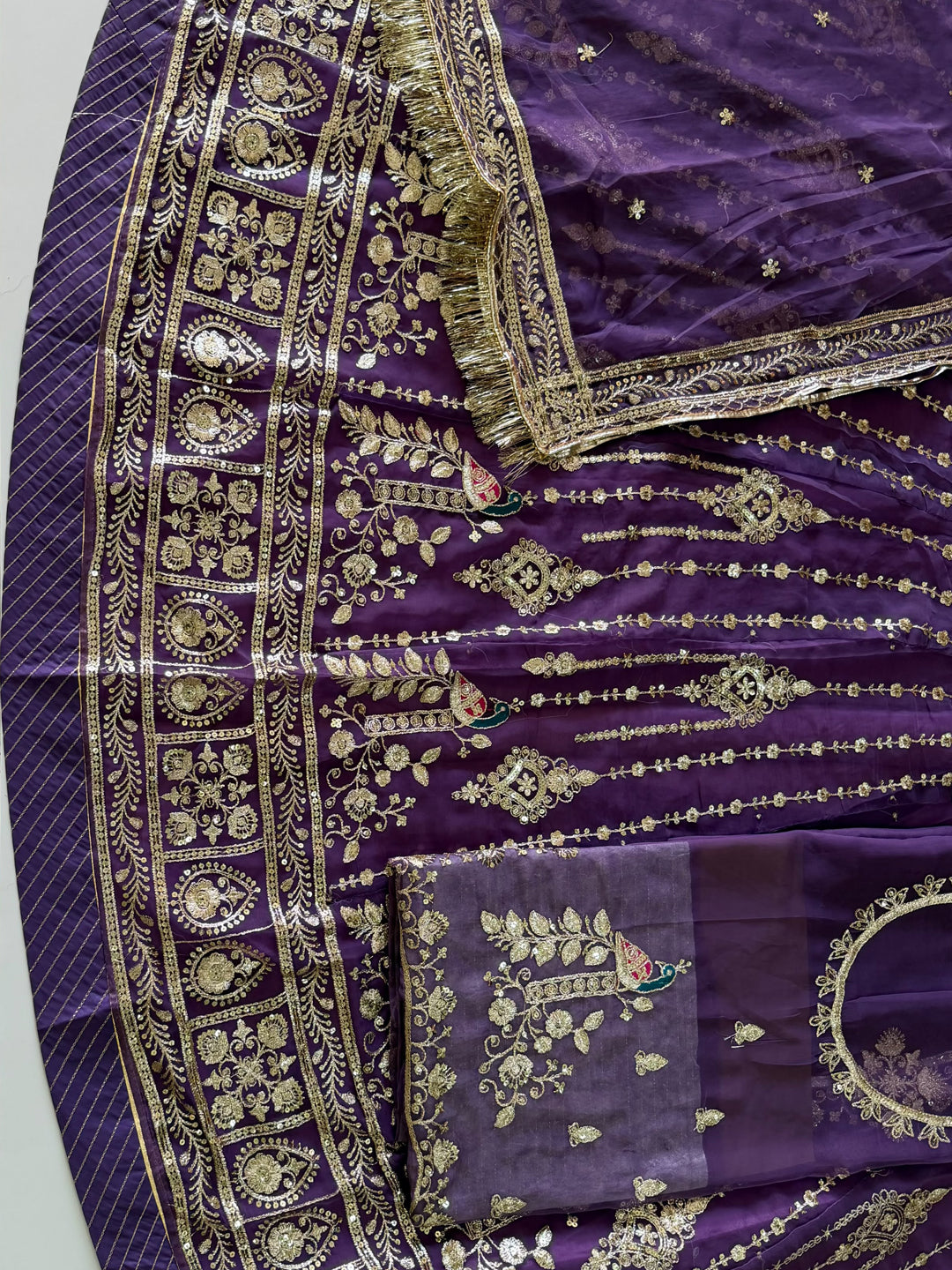 Half Pure Rajputi Poshak - Traditional Rajasthani Dress with Multi Jari Sequence Work-92062