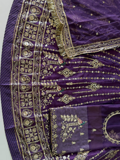Half Pure Rajputi Poshak - Traditional Rajasthani Dress with Multi Jari Sequence Work-92062
