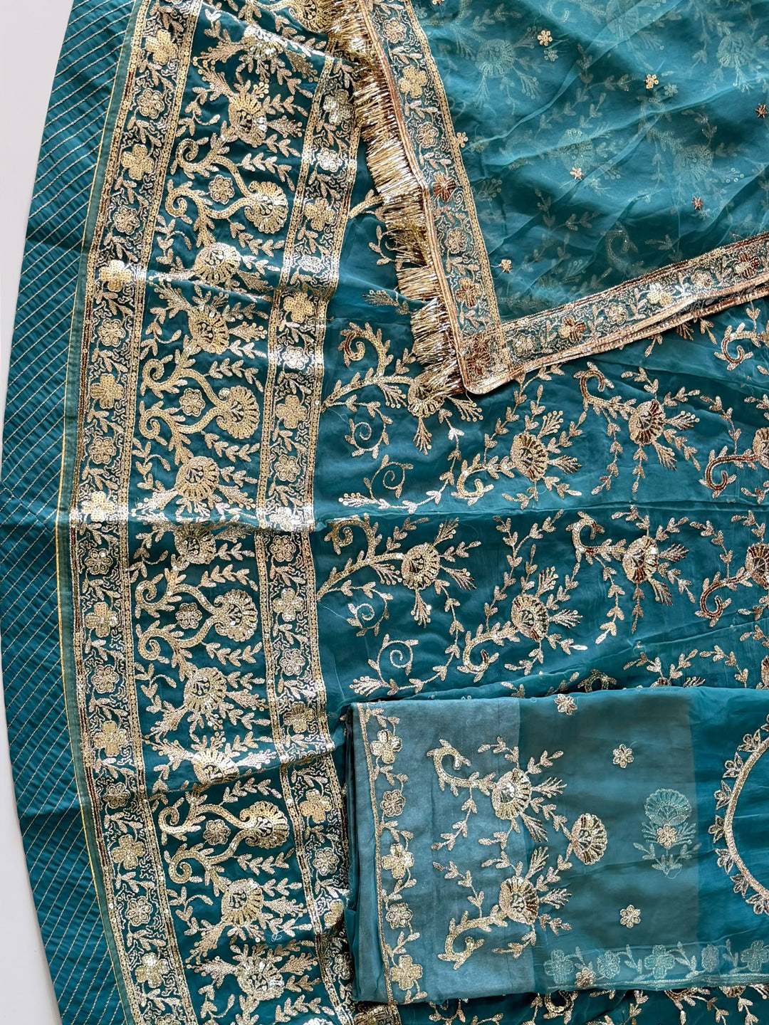 Half Pure Rajputi Poshak - Traditional Rajasthani Dress with Multi Jari Sequence Work-92053