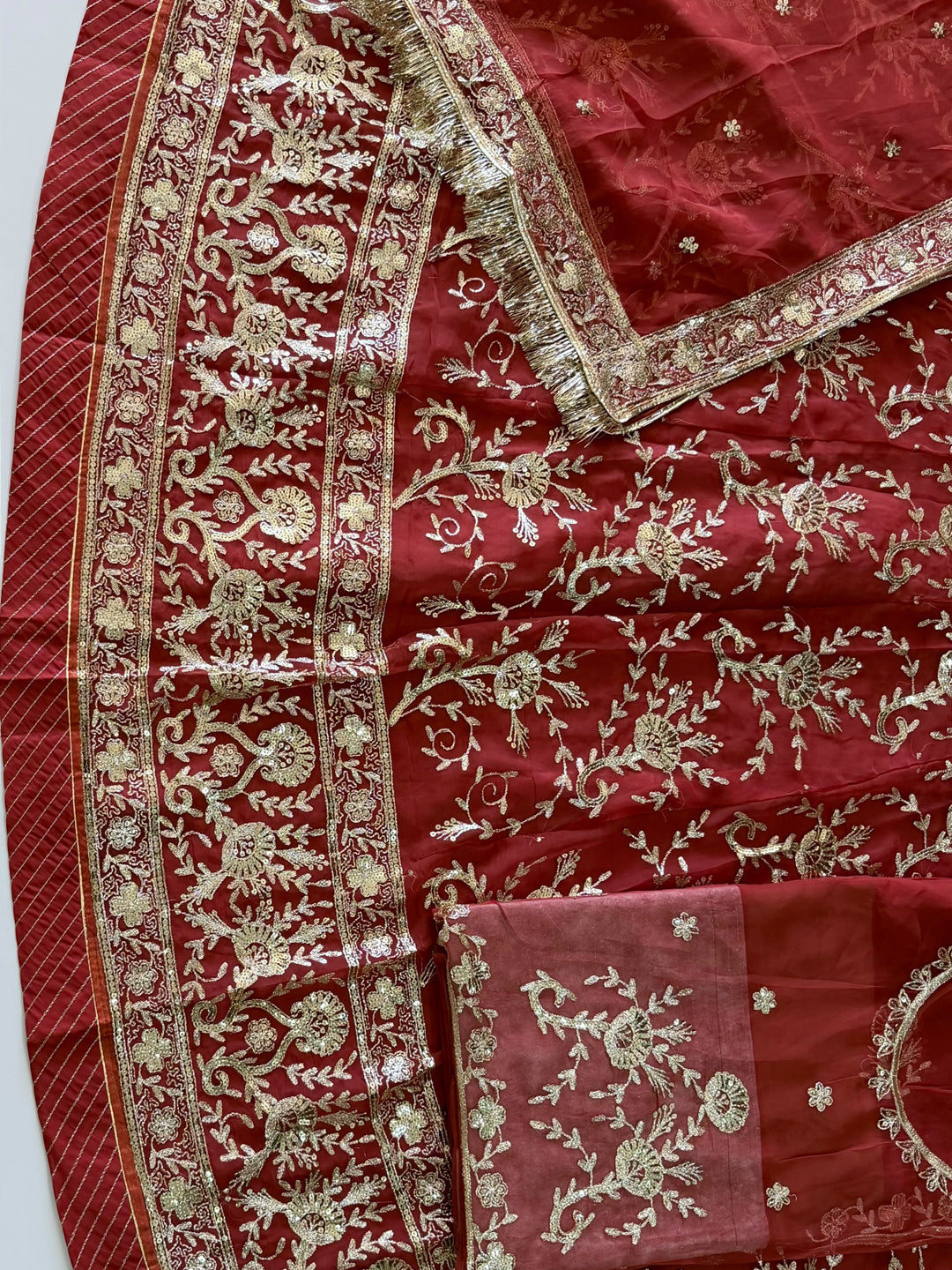 Half Pure Rajputi Poshak - Traditional Rajasthani Dress with Multi Jari Sequence Work-92057