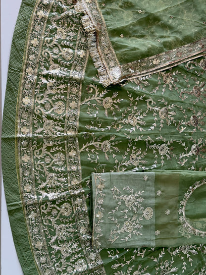 Half Pure Rajputi Poshak - Traditional Rajasthani Dress with Multi Jari Sequence Work-92054