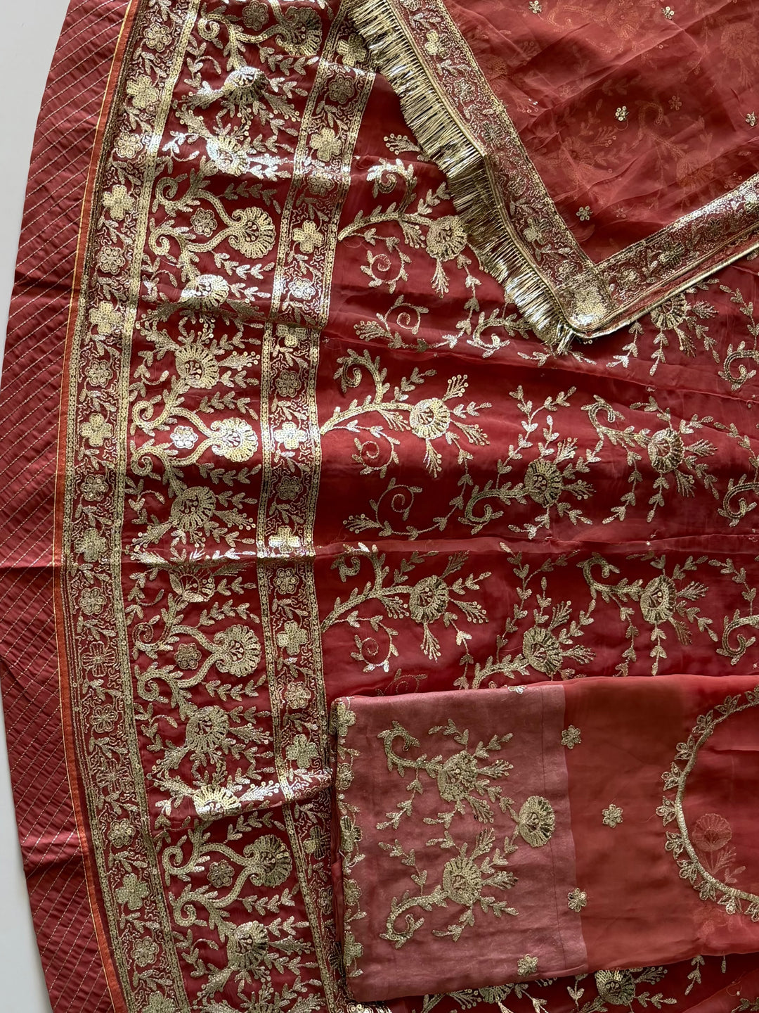 Half Pure Rajputi Poshak - Traditional Rajasthani Dress with Multi Jari Sequence Work-92052