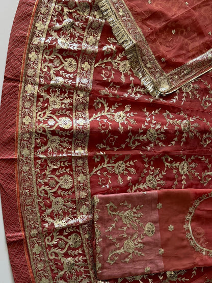 Half Pure Rajputi Poshak - Traditional Rajasthani Dress with Multi Jari Sequence Work-92052