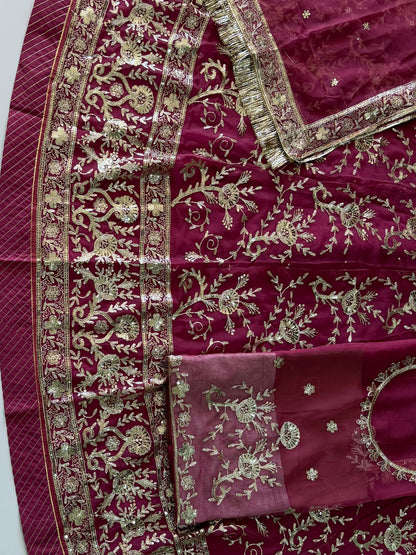 Half Pure Rajputi Poshak - Traditional Rajasthani Dress with Multi Jari Sequence Work-92056