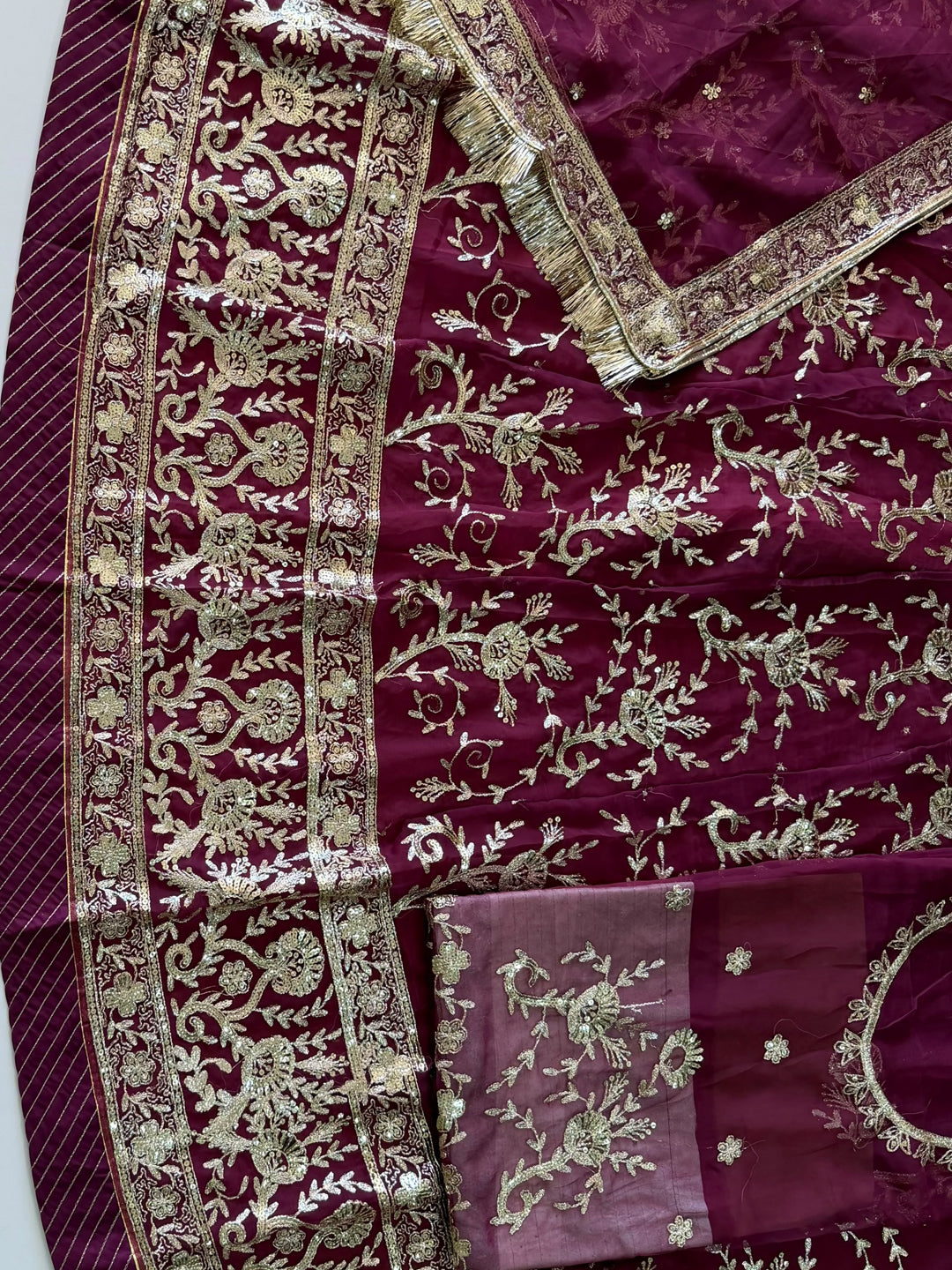 Half Pure Rajputi Poshak - Traditional Rajasthani Dress with Multi Jari Sequence Work-92058
