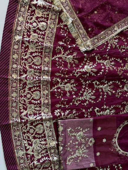 Half Pure Rajputi Poshak - Traditional Rajasthani Dress with Multi Jari Sequence Work-92058
