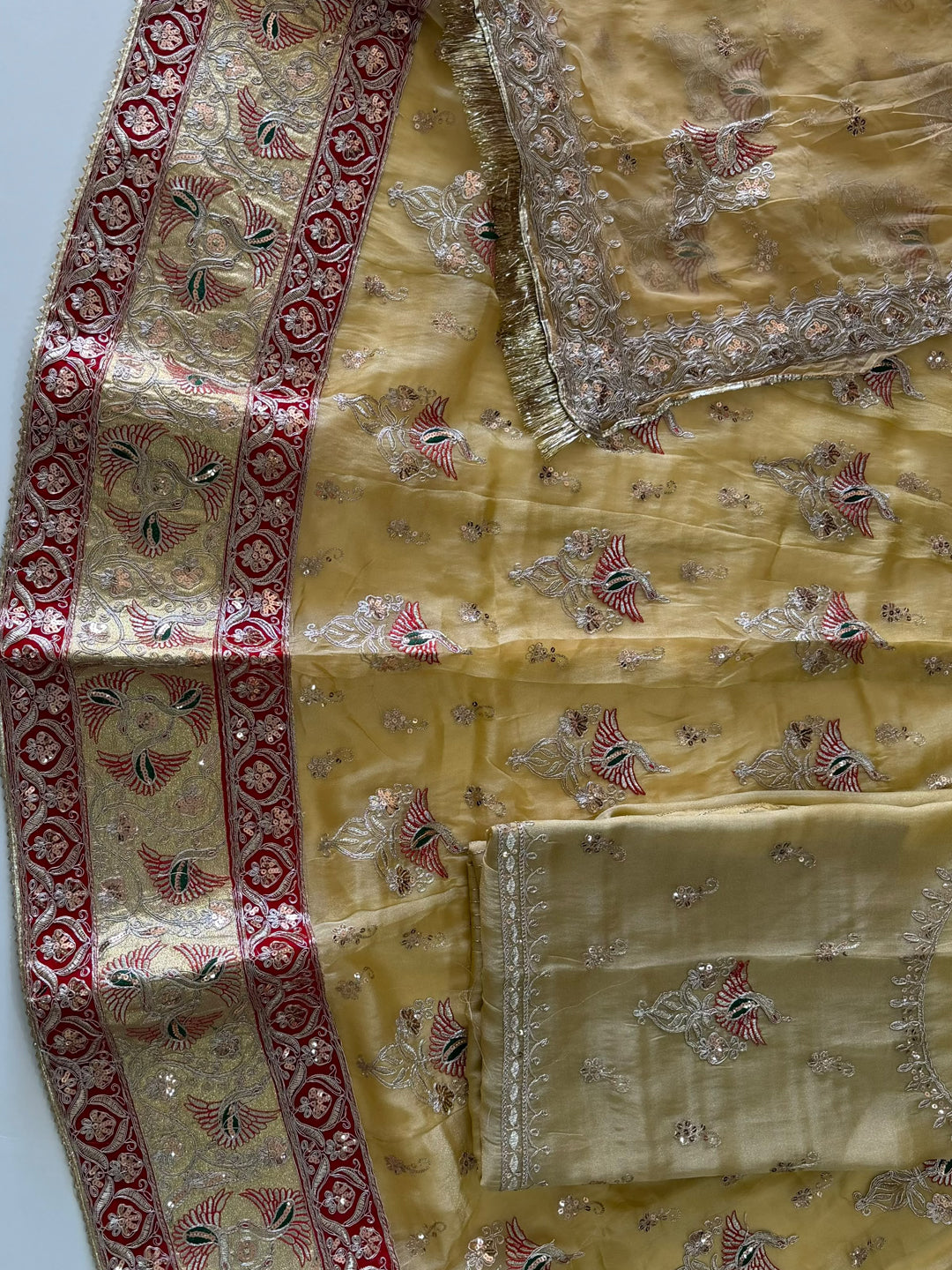 4-Meter Flare Vintage Rajasthani Gabana Tissue Silk Rajputi Poshak for Women-92046