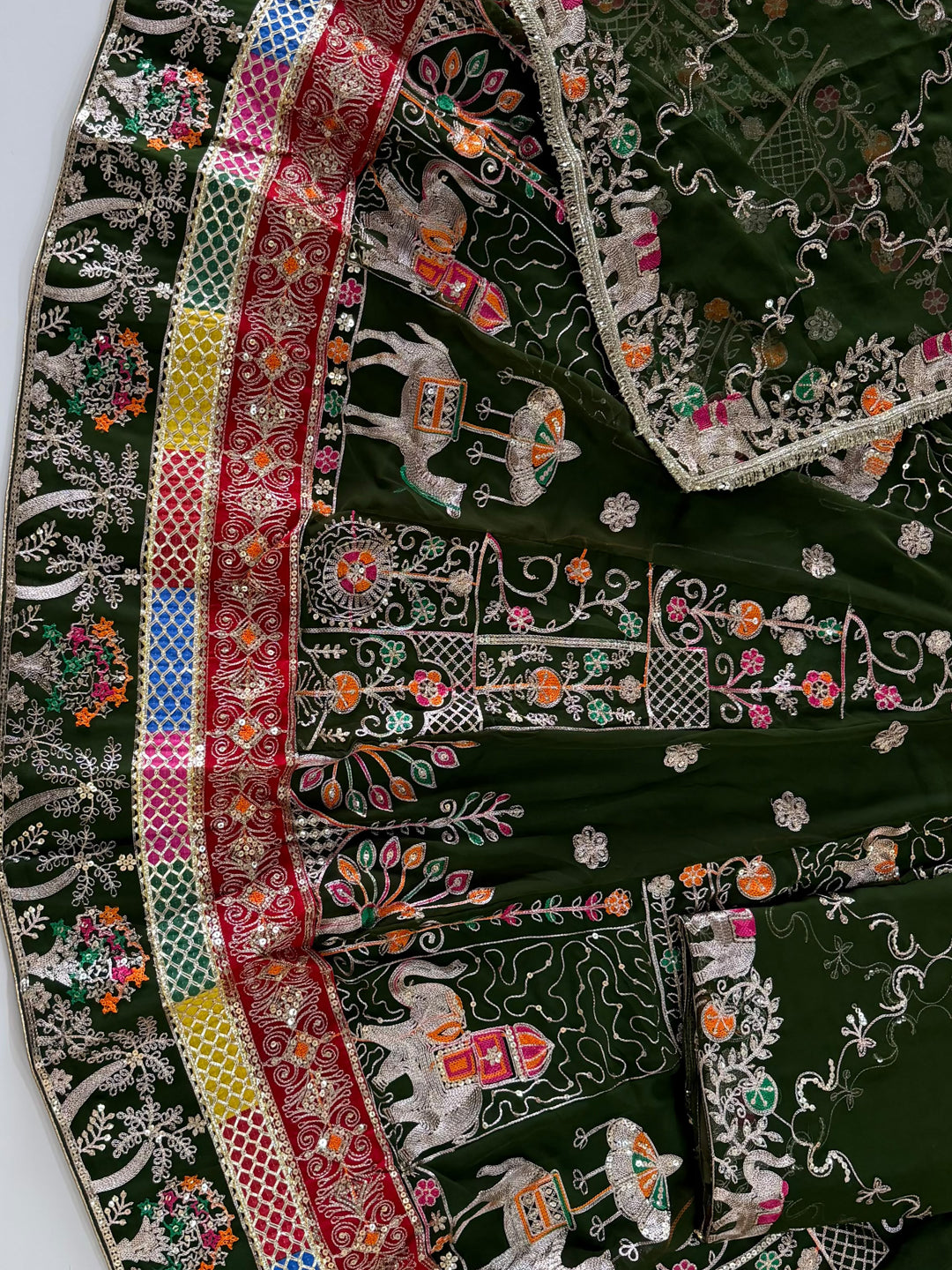 4 Meter Flare Half Pure Poshak - Vintage Rajasthani Rajputi Dress with Sequence Work-92040
