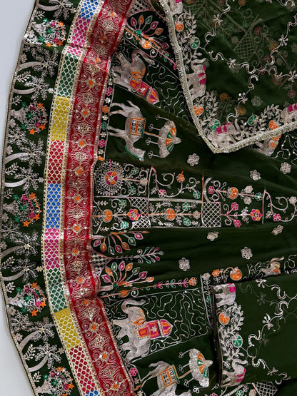 4 Meter Flare Half Pure Poshak - Vintage Rajasthani Rajputi Dress with Sequence Work-92040