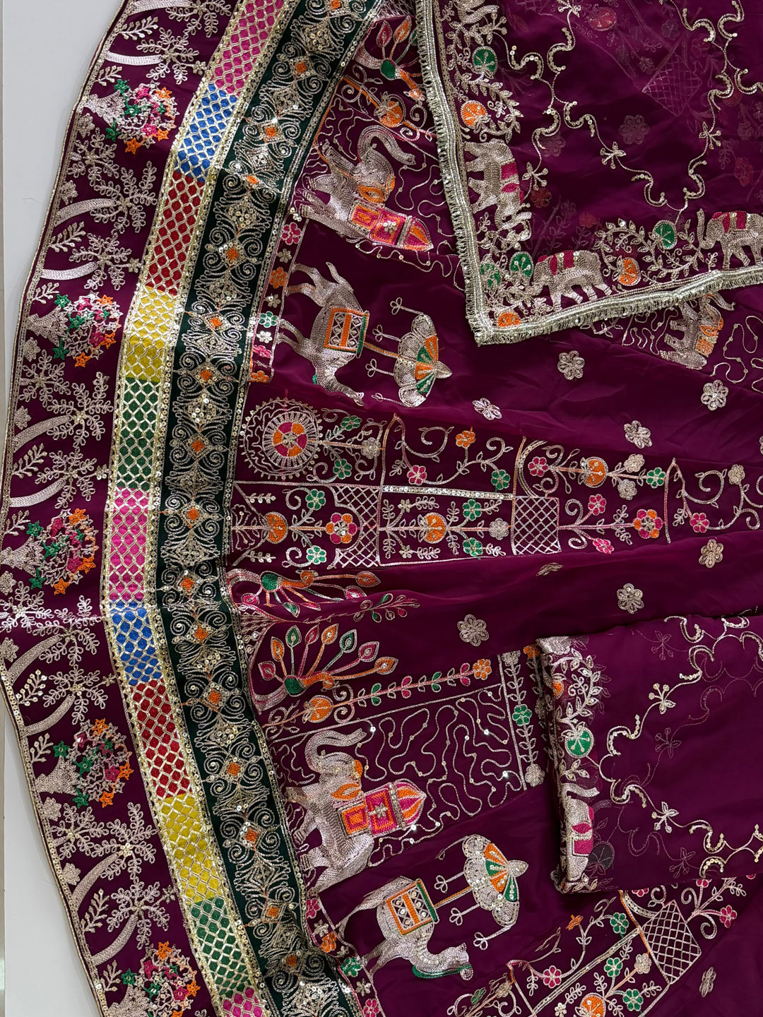 4 Meter Flare Half Pure Poshak - Vintage Rajasthani Rajputi Dress with Sequence Work-92043