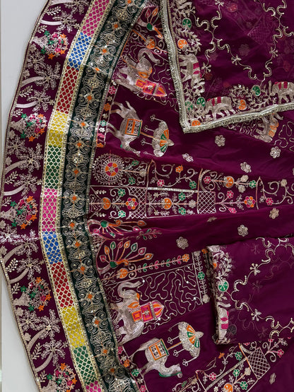 4 Meter Flare Half Pure Poshak - Vintage Rajasthani Rajputi Dress with Sequence Work-92043