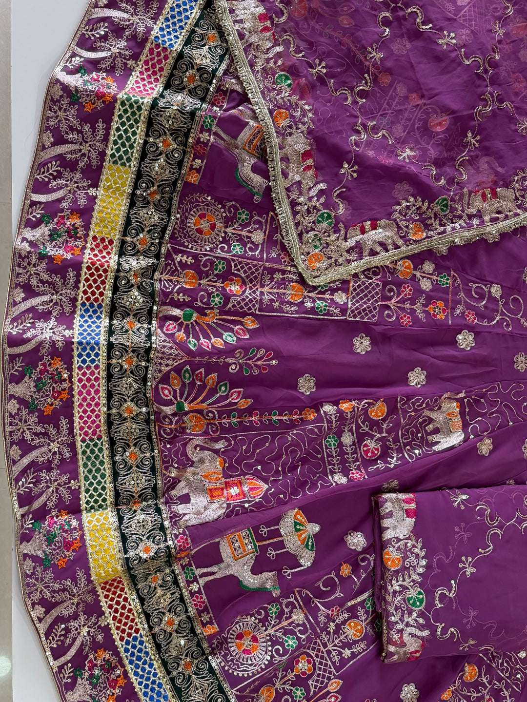 4 Meter Flare Half Pure Poshak - Vintage Rajasthani Rajputi Dress with Sequence Work-92044