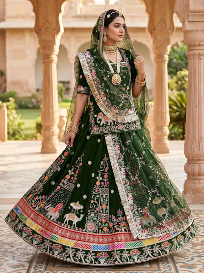 4 Meter Flare Half Pure Poshak - Vintage Rajasthani Rajputi Dress with Sequence Work-92040