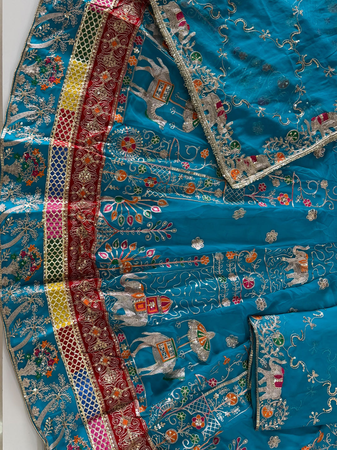 4 Meter Flare Half Pure Poshak - Vintage Rajasthani Rajputi Dress with Sequence Work-92041