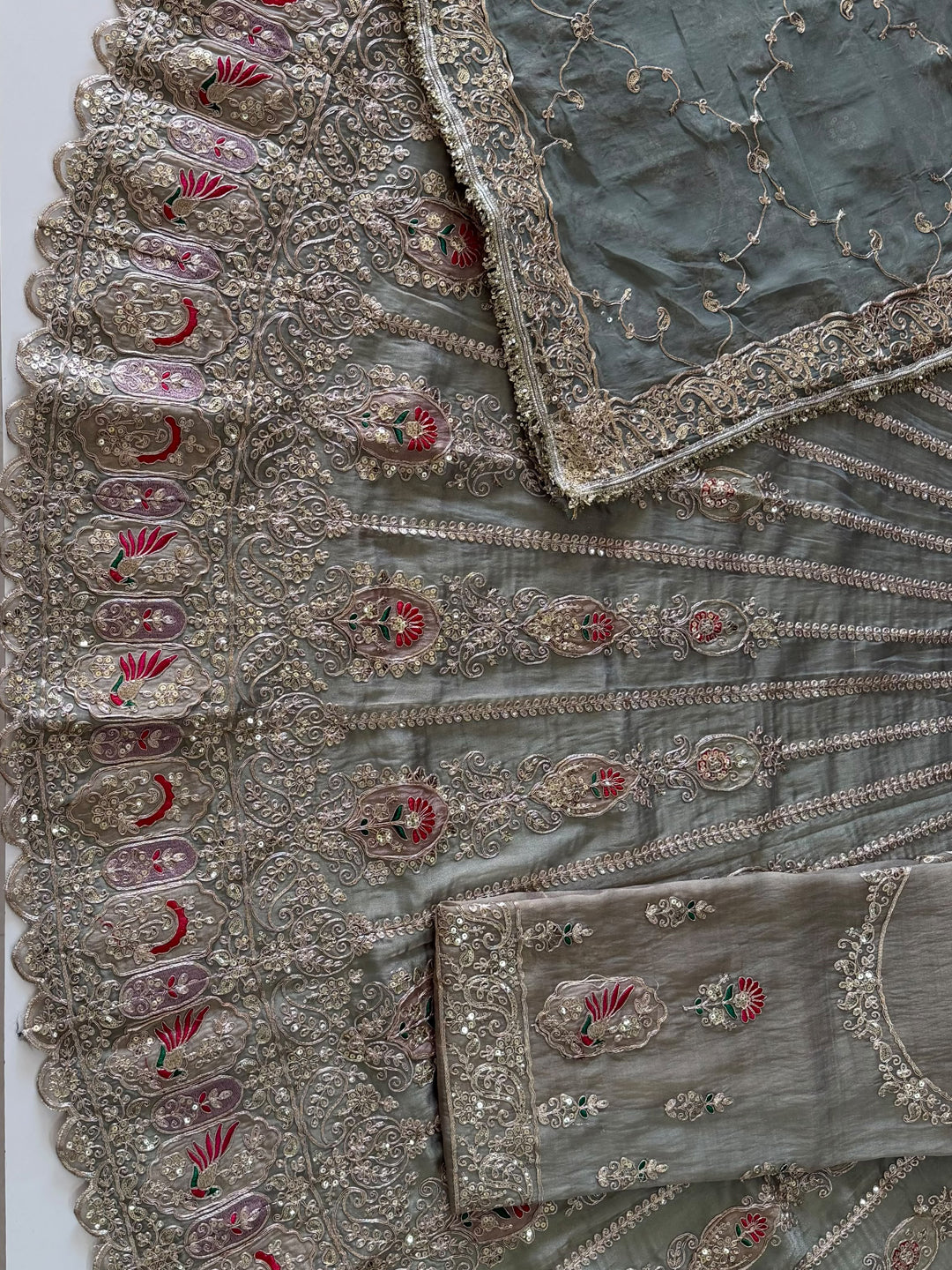 4-Meter Flare Vintage Rajasthani Gabana Tissue Silk Rajputi Poshak for Women-92039