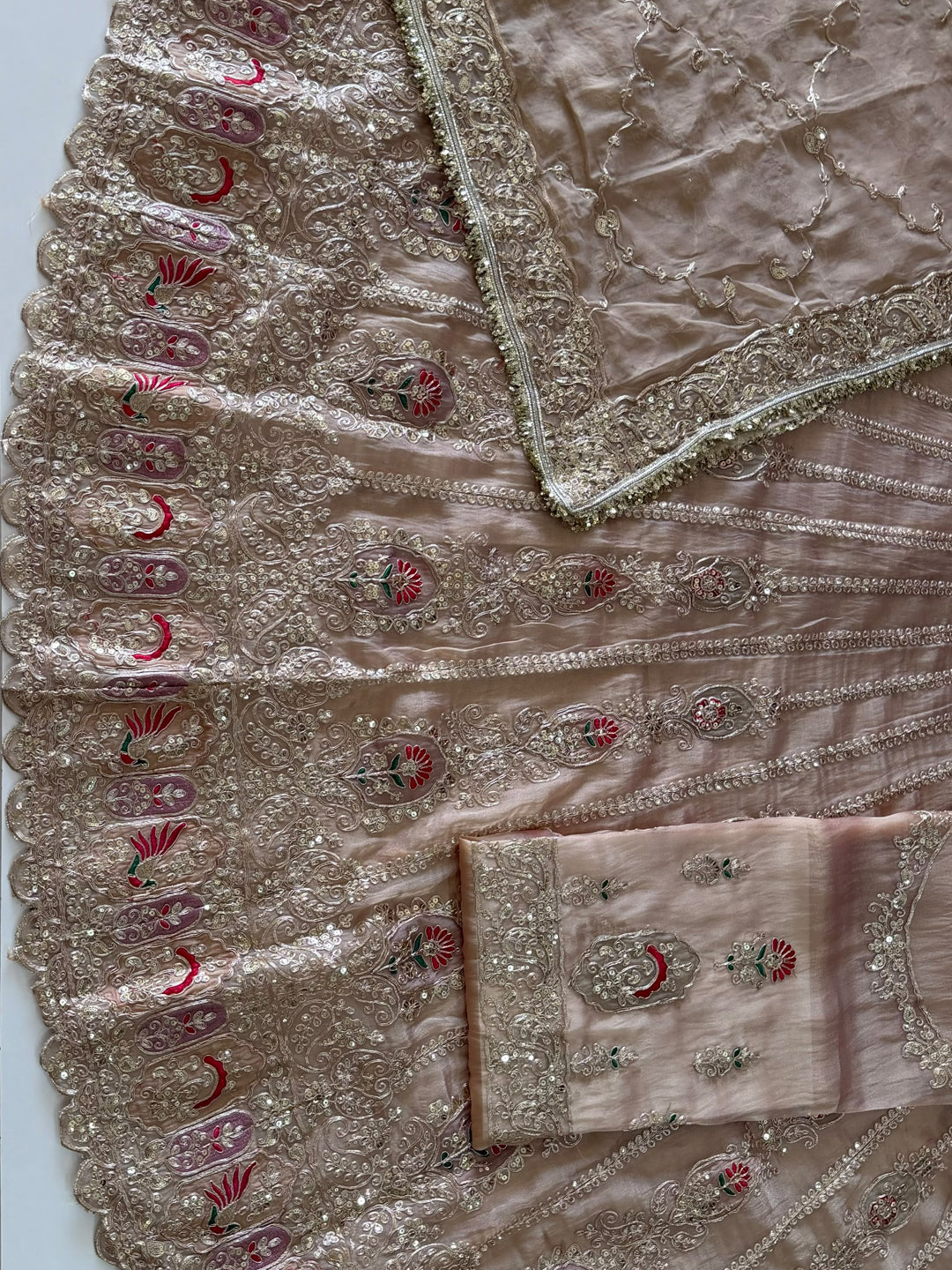 4-Meter Flare Vintage Rajasthani Gabana Tissue Silk Rajputi Poshak for Women-92036