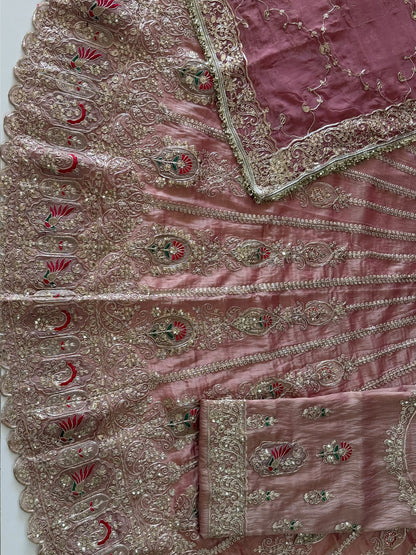4-Meter Flare Vintage Rajasthani Gabana Tissue Silk Rajputi Poshak for Women-92037
