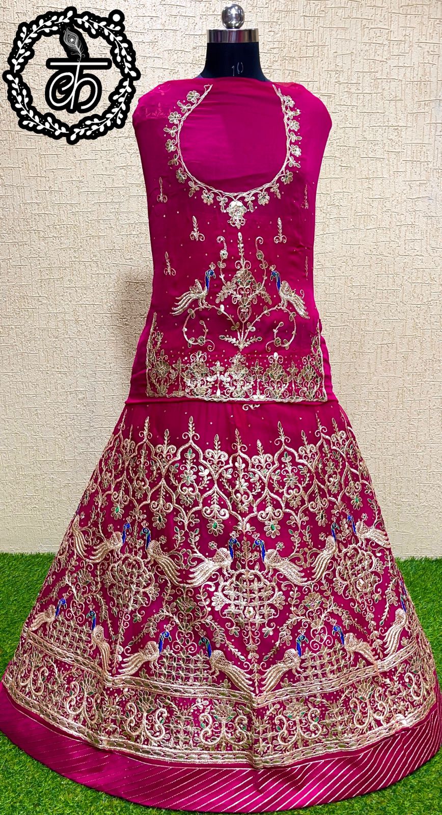 Humarai Pure wedding Sangeet Coding Zari work Rajputi Poshak In Pink Color-82006