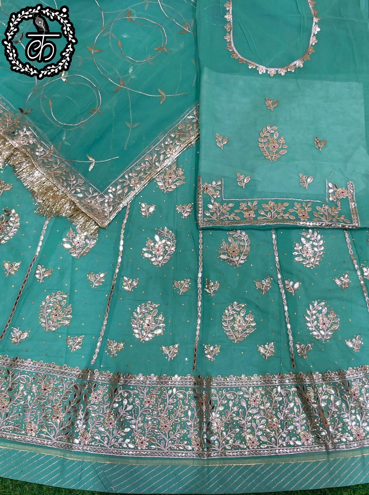 Half Pure Wedding Sangeet Fancy Gotta patti Rajputi Poshak In Blue Colour-81160