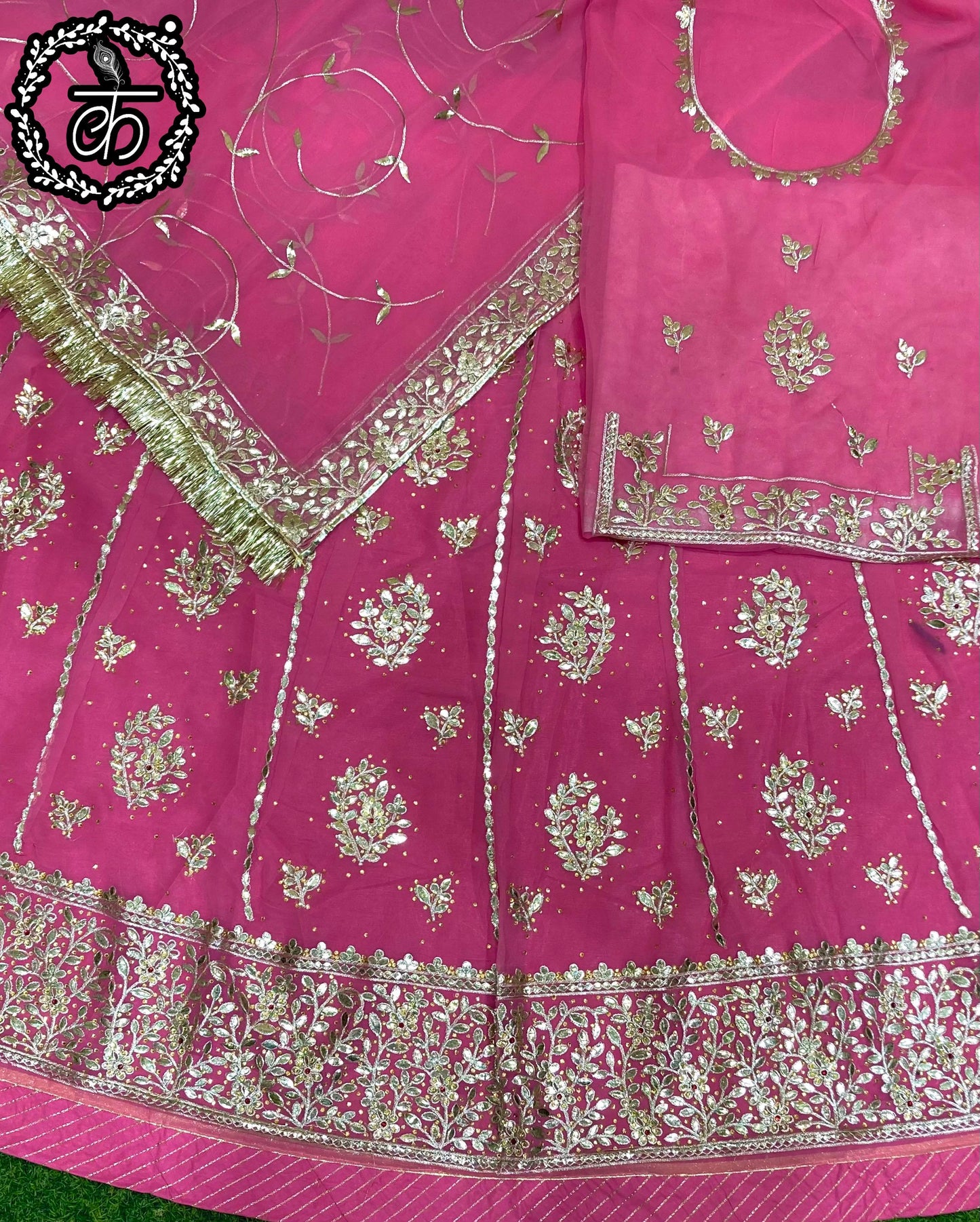 Half Pure Wedding Sangeet Fancy Gotta patti Rajputi Poshak In Rani Colour-81164