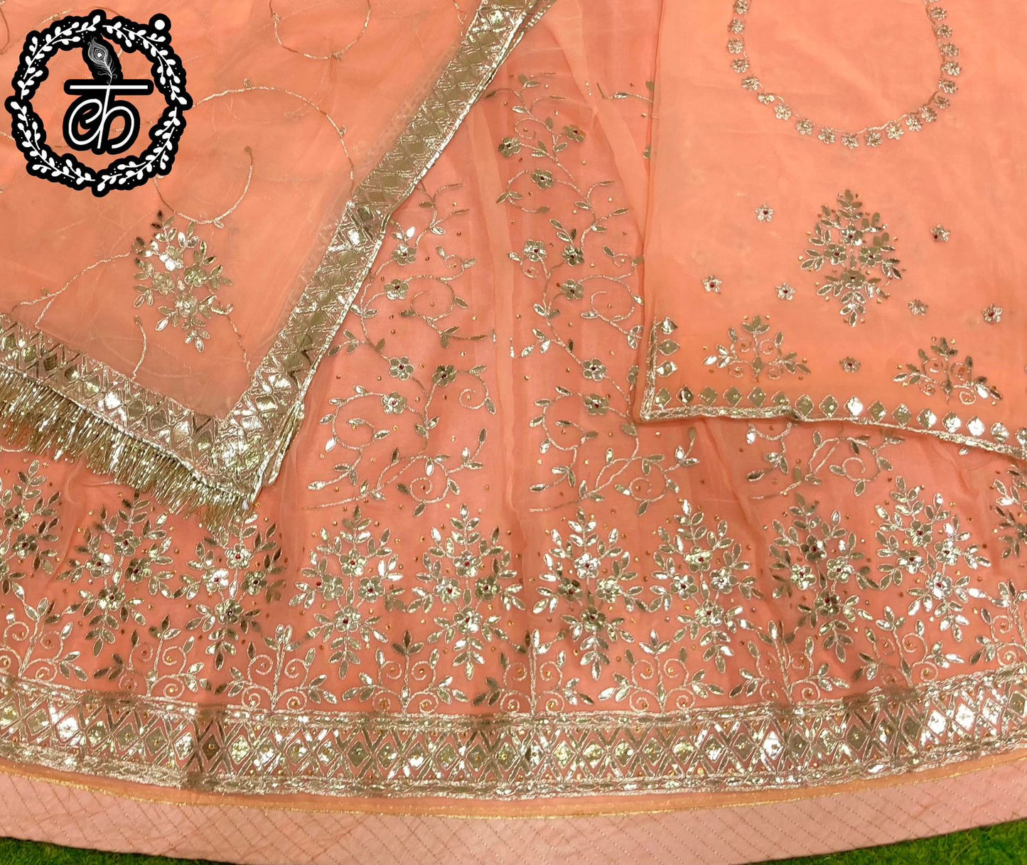 Gota Patti Half Pure Traditional Wedding Rajputi Poshak In Light Orange Color-81950