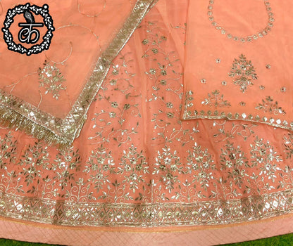 Gota Patti Half Pure Traditional Wedding Rajputi Poshak In Light Orange Color-81950