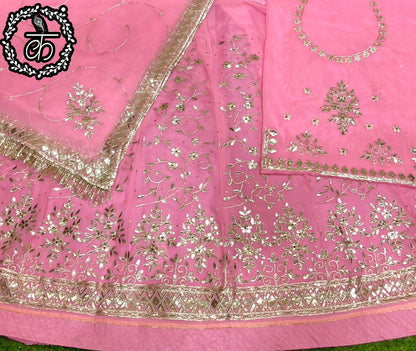 Gota Patti Half Pure Traditional Wedding Rajputi Poshak In Light Pink Color-81952