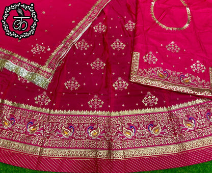 Upada Silk Traditional Wedding Rajputi Poshak with Gotta Patti Foiling Zari work In Pink Color-81957