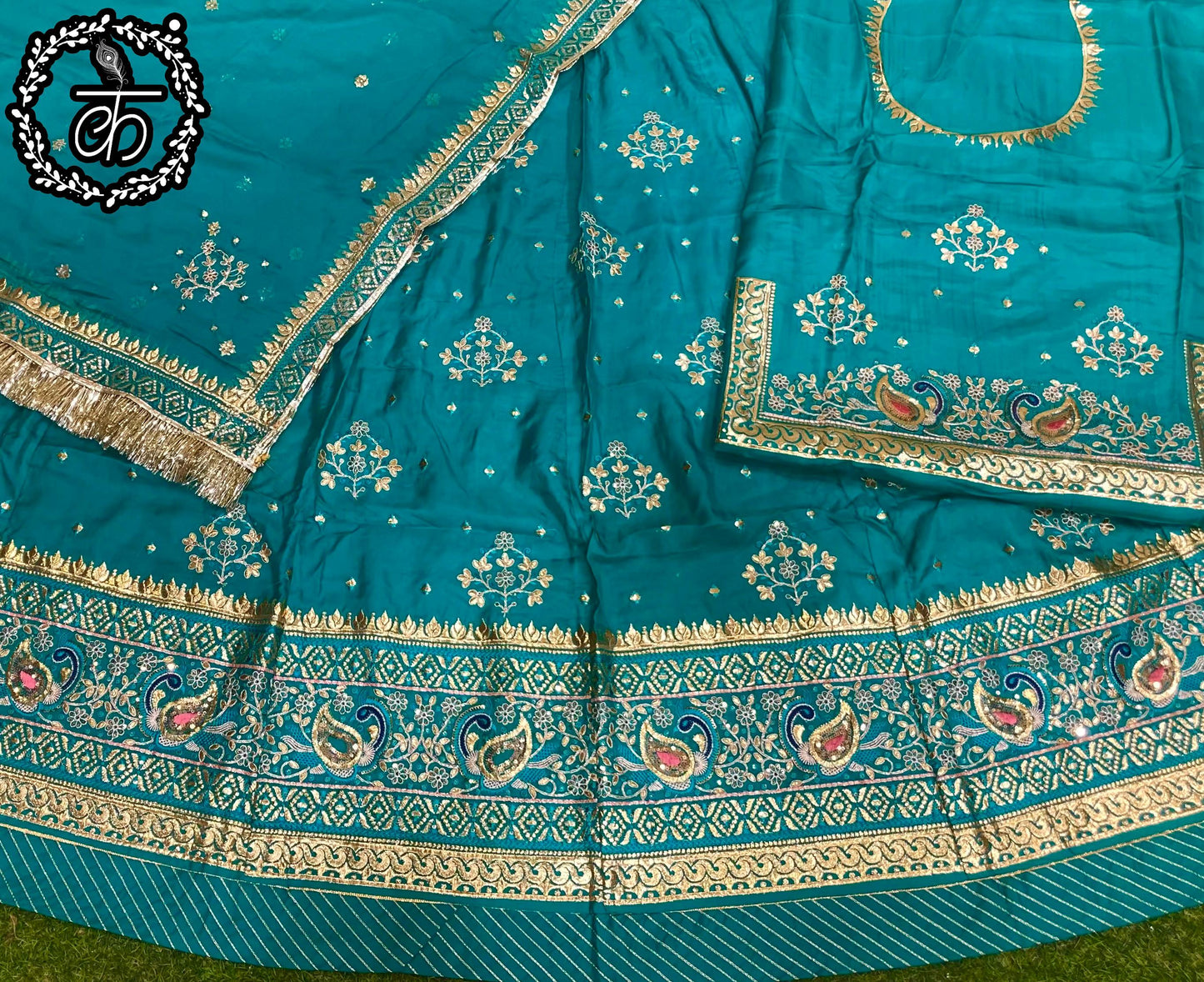 Upada Silk Traditional Wedding Rajputi Poshak with Gotta Patti Foiling Zari work In Blue Color-81959