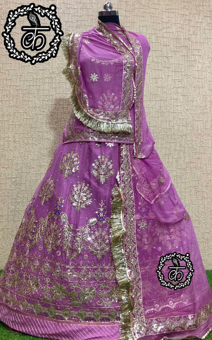 Humrahi Pure Wedding Traditional Rajputi Poshak with Barik Gotta Patti Work In Pink color-82030