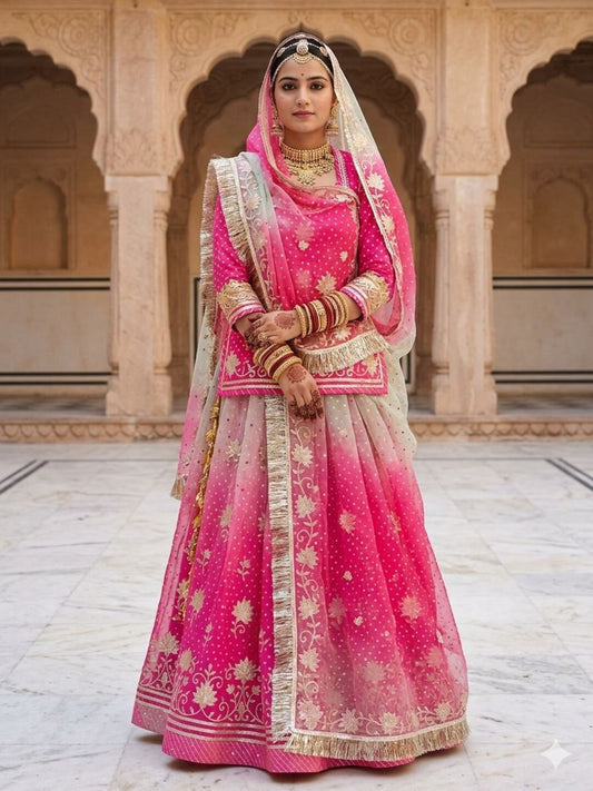Premium Blooming Double Shaded Rajputi Poshak – Traditional Bandej Print Wear-91891