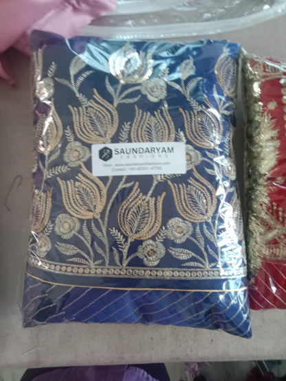 Satin Festive wedding Sequence Work Rajputi Poshak In Blue Color-61135