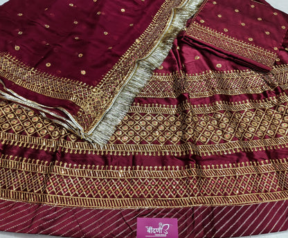 Satin and Hamrahi Pure festive Sequence Work Rajputi Poshak In maroon Colour