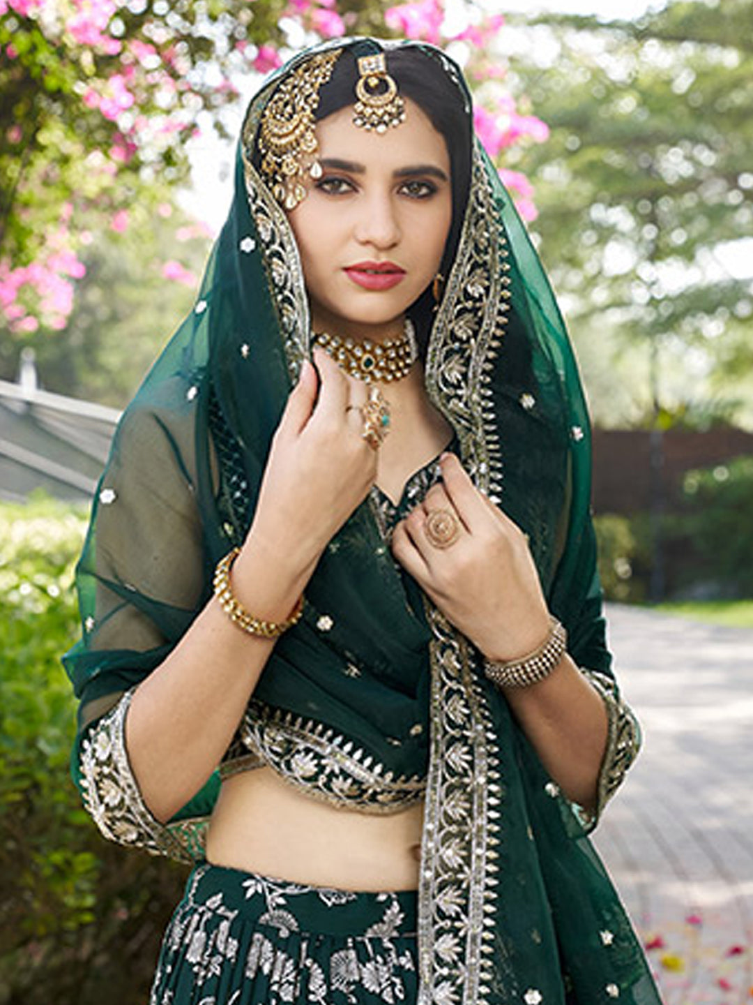 Dola Silk jacquard Traditional Reception Semi-Stitched Lehenga Choli In Green color-82143