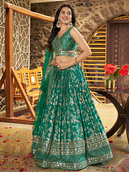 Dola Silk jacquard Traditional Reception Semi-Stitched Lehenga Choli In Blue color-81152