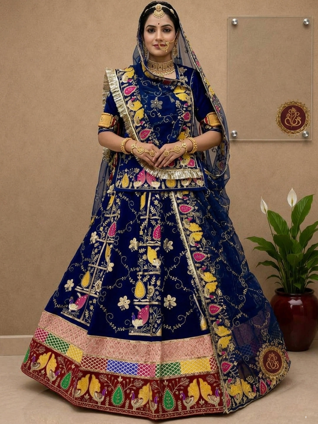 Blue Designer Blooming Georgette Vintage Rajputi Poshak with Sequence Work-92004