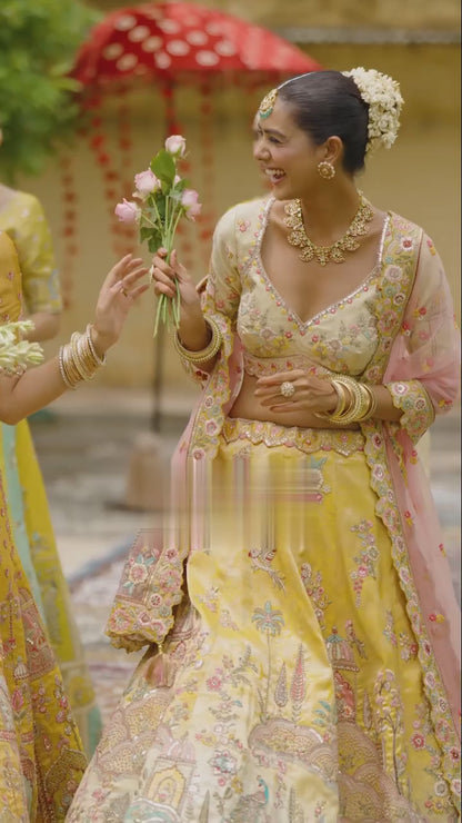 Silk Traditional Reception Wedding Lehenga In Malticolor color-41117
