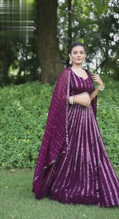 Georgette Traditional Partwear Reception Lehenga In Purple color-41090