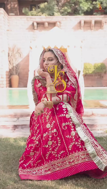 Premium Pink Gota Patti Humrahi Pure Rajputi Poshak for Weddings-91876